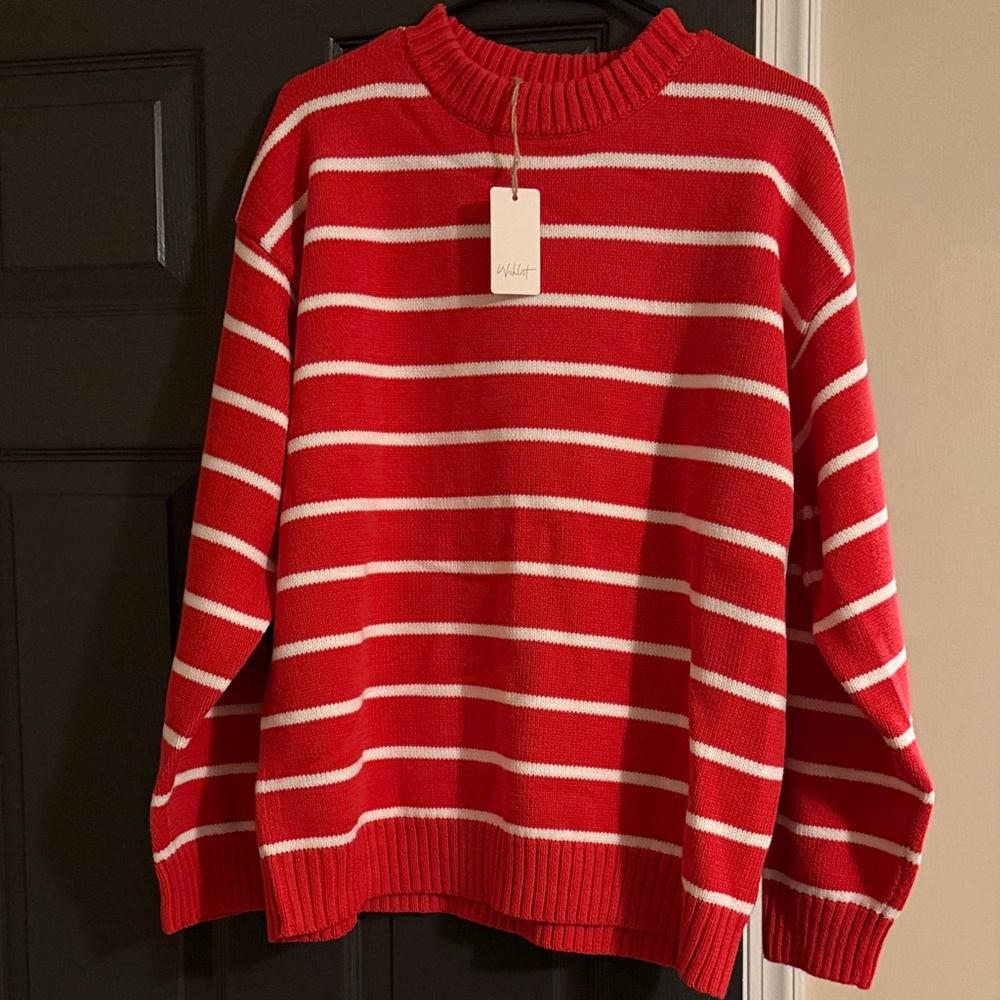 Wishlist Vibrant Red and White Striped Sweater